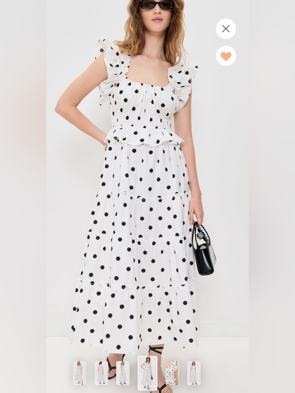 O.p.t Avery Maxi Dress - Polka Dot Ruffle Maxi Dress - White/Black